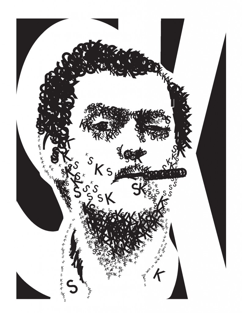 Portrait of Stanley Kubrick using only letter forms.