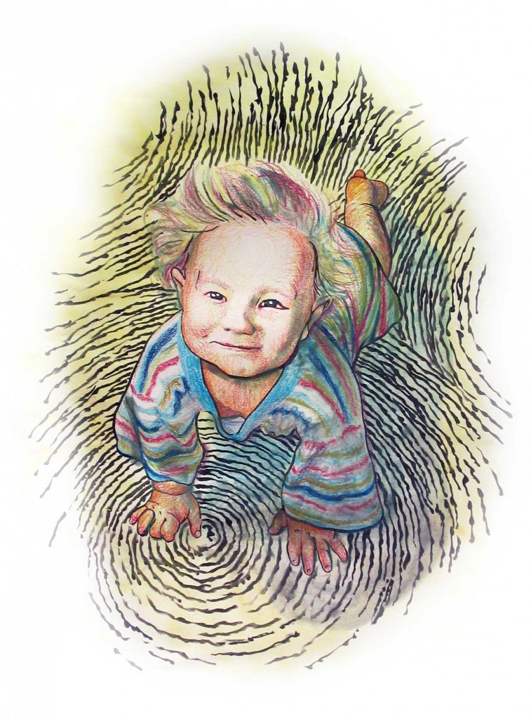 Portrait of Baby Adrian (color pencils).