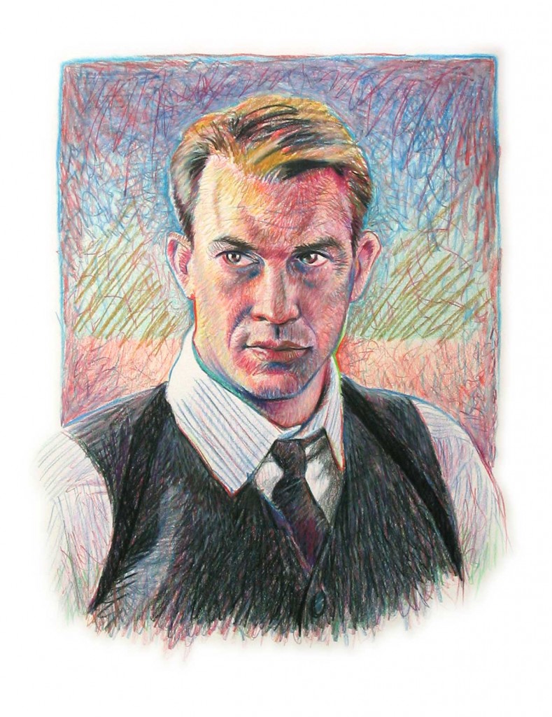 Kevin Costner editorial illustration concept.